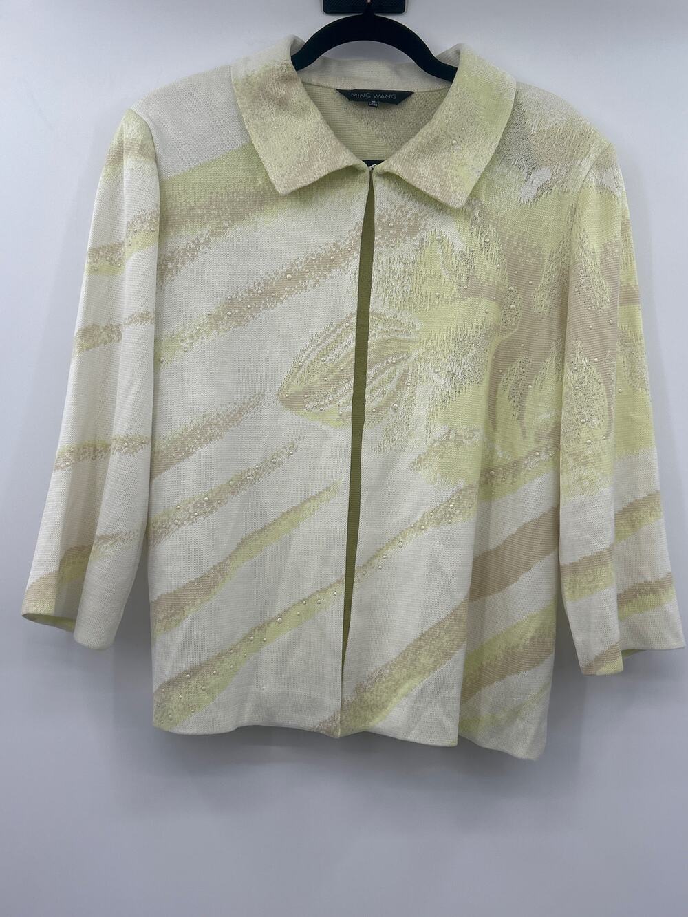 Ming Wang Women’s Cardigan Sweater Floral Size XL Art To Wear Mature Office Work